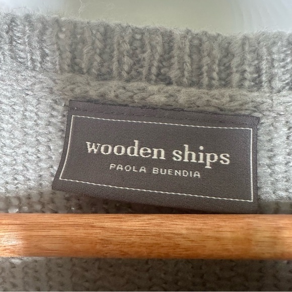 Wooden Ships Paola Buendia Grey Mini Skull Print Sweater Size S/M - Picture 7 of 11